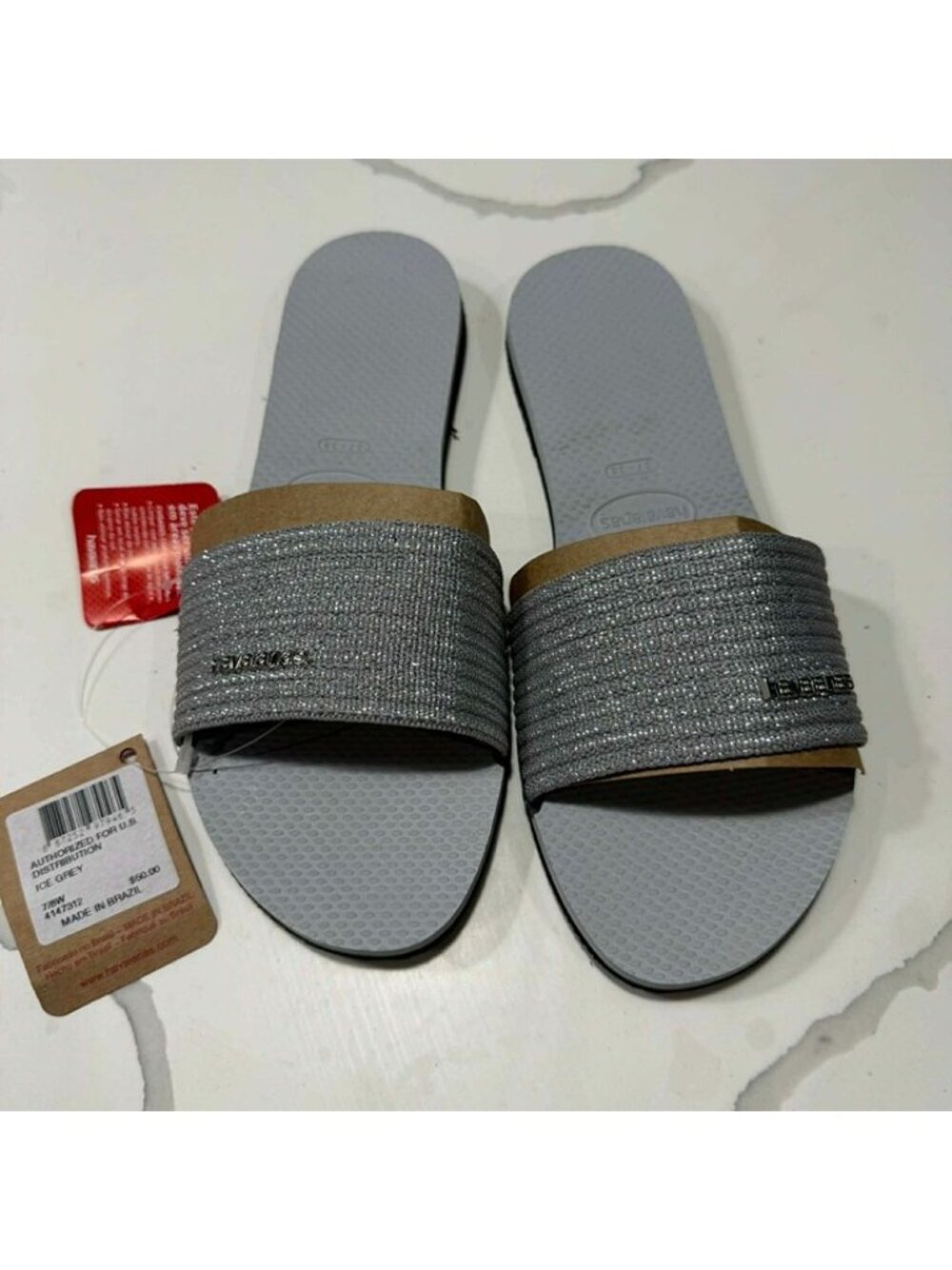 Havaianas Women's Metallic Summer Sandals Ice Grey US 8